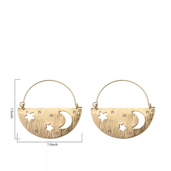 Gold / Silver Half Star & Moon Earrings - Picture 5 of 5